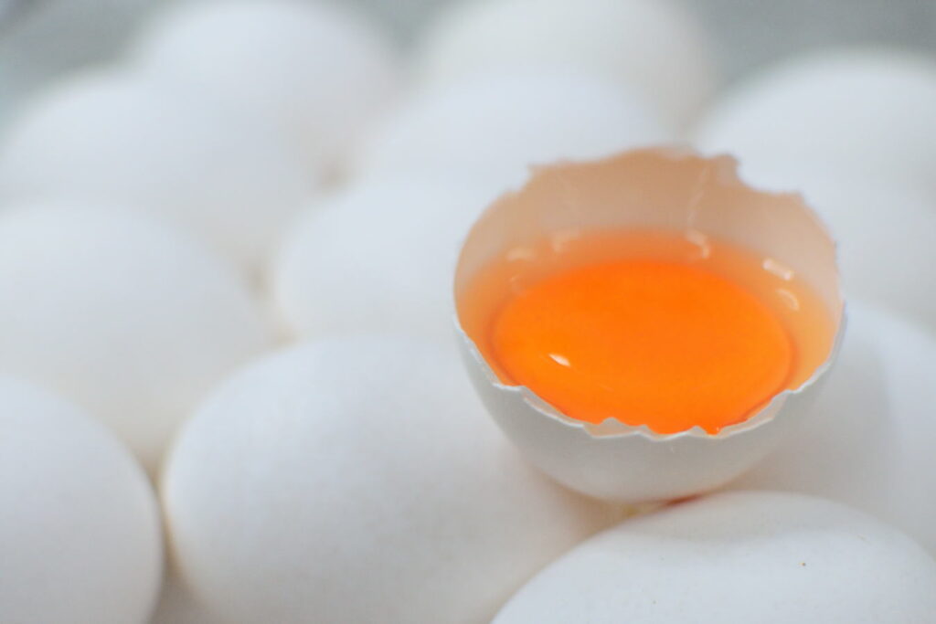 Cracked organic egg